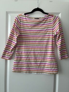 J McLaughlin Size S Striped 3/4 Length Sleeves Windsong Top